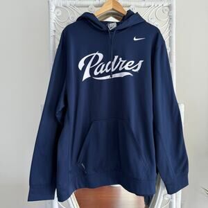 Nike San Diego Padres Hoodie Mens XXL Navy Blue Therma Fit Ball Game Pullover